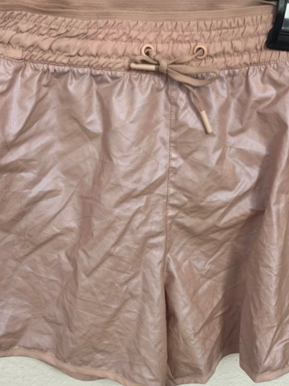 Avia Blush Faux Leather Drawstring Shorts